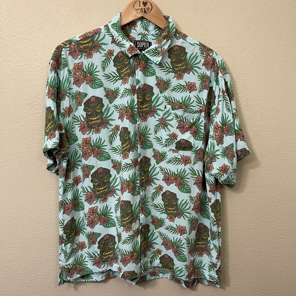 Super Massive Men's Tropical Tiki Hawaii Shirt Short Sleeve Vacation Beach Sz L - Picture 3 of 9